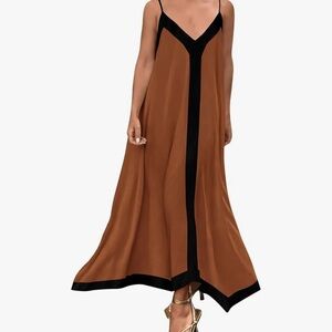Pretty Garden Flowy Brown and Black Maxi Dress